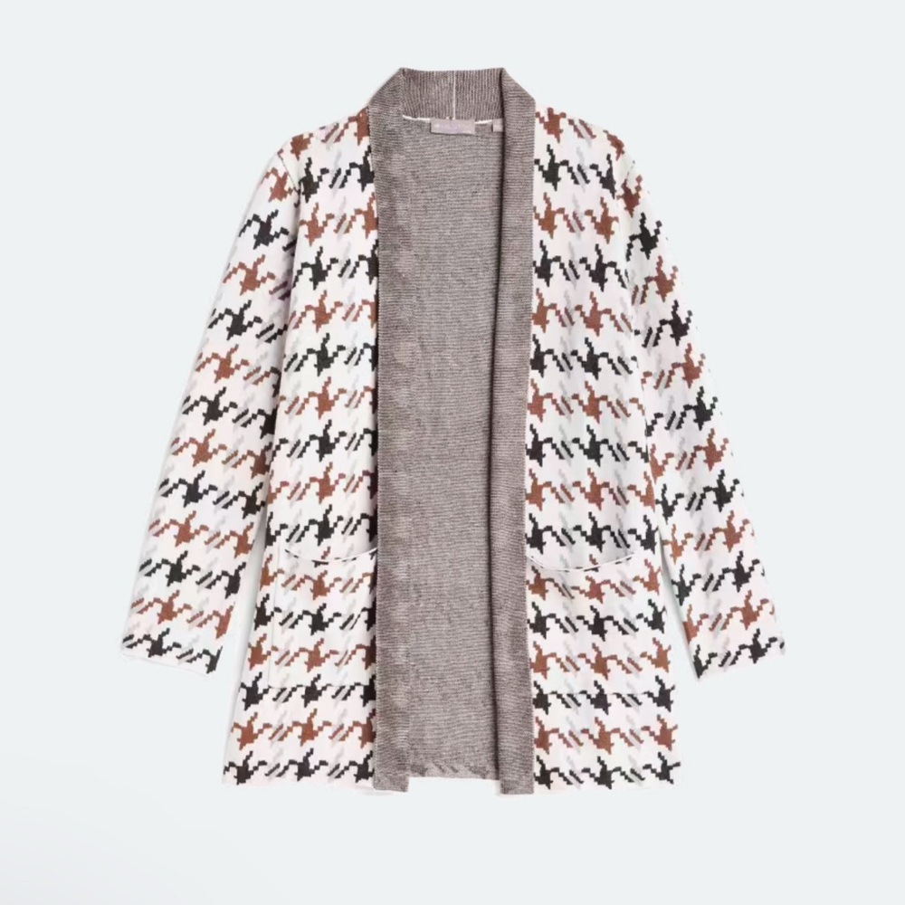 Jillian Houndstooth open front cardigan. Beautiful, well made and comfy! XXL